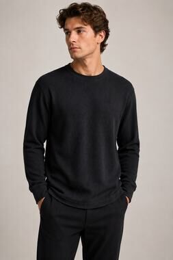Aimé Leon Dore Black Waffle Knit Long Sleeve Thermal Shirt Men’s L